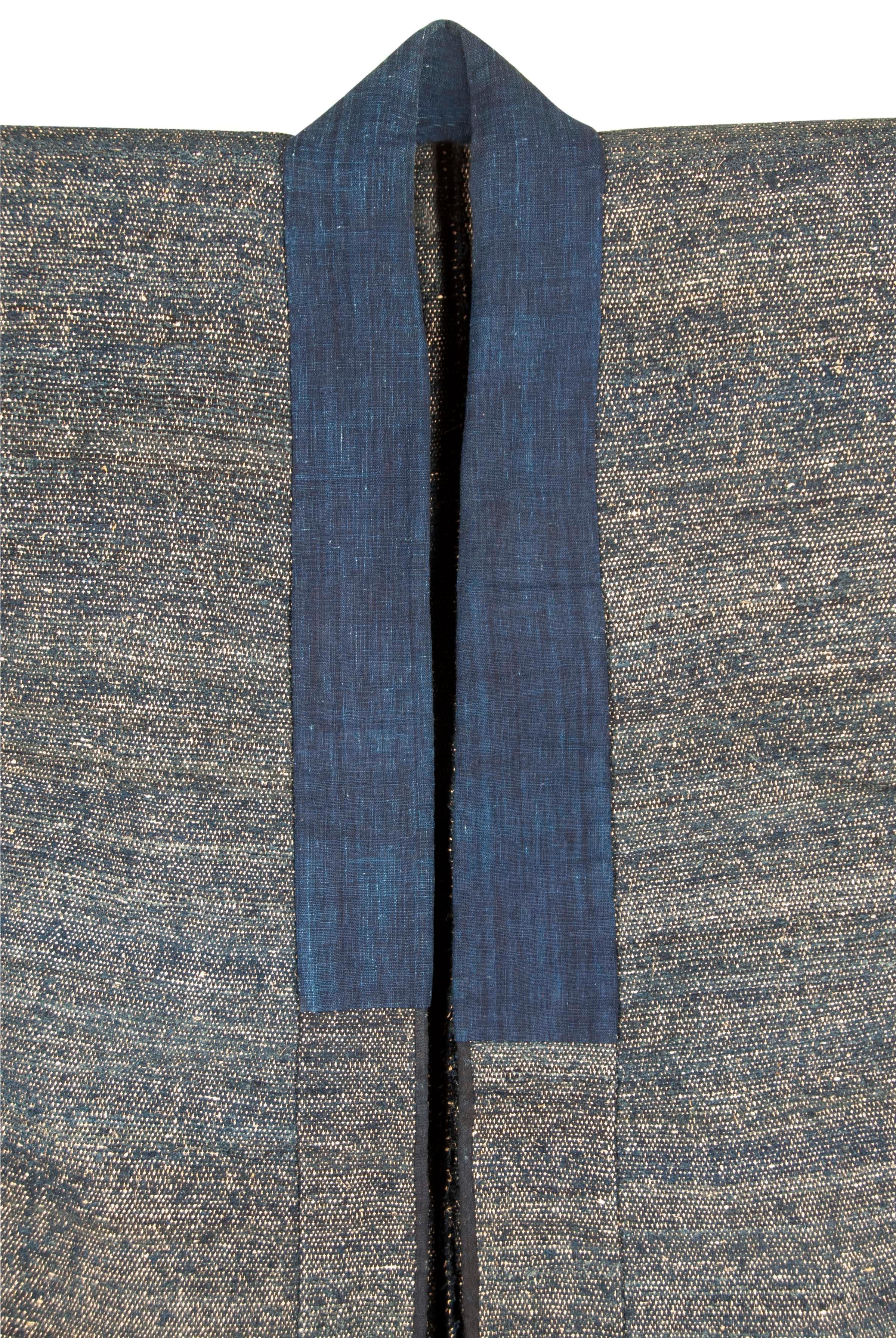 Chaqueta de granjero japonesa antigua reciclada Saki-Ori Japonés en venta