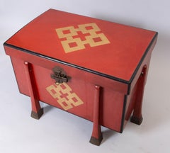 Antique Japanese Red Lacquer Armor Box