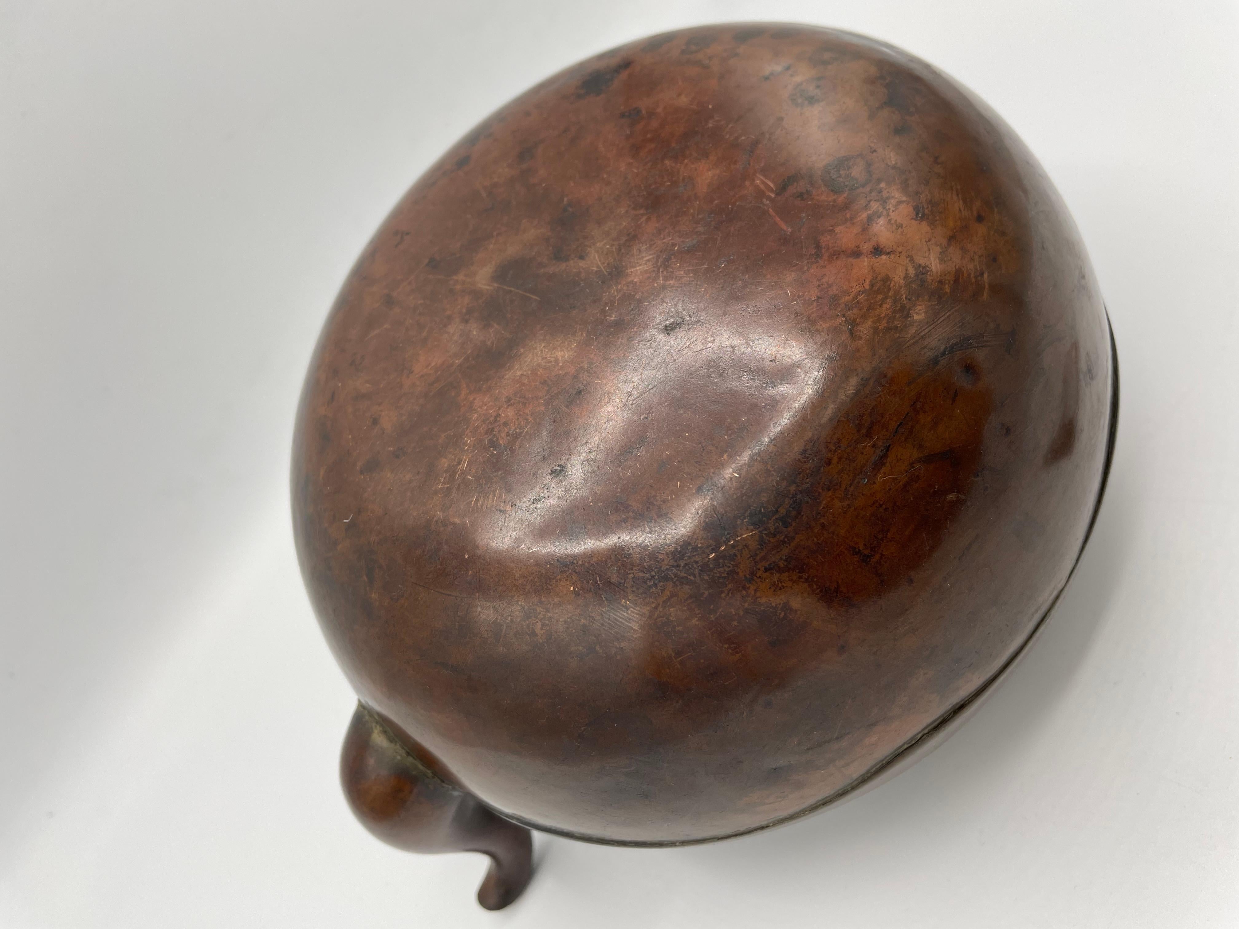 Antique Japanese Round Pitcher 'Yakan' with Copper 1920s for Tea Ceremony For Sale 8