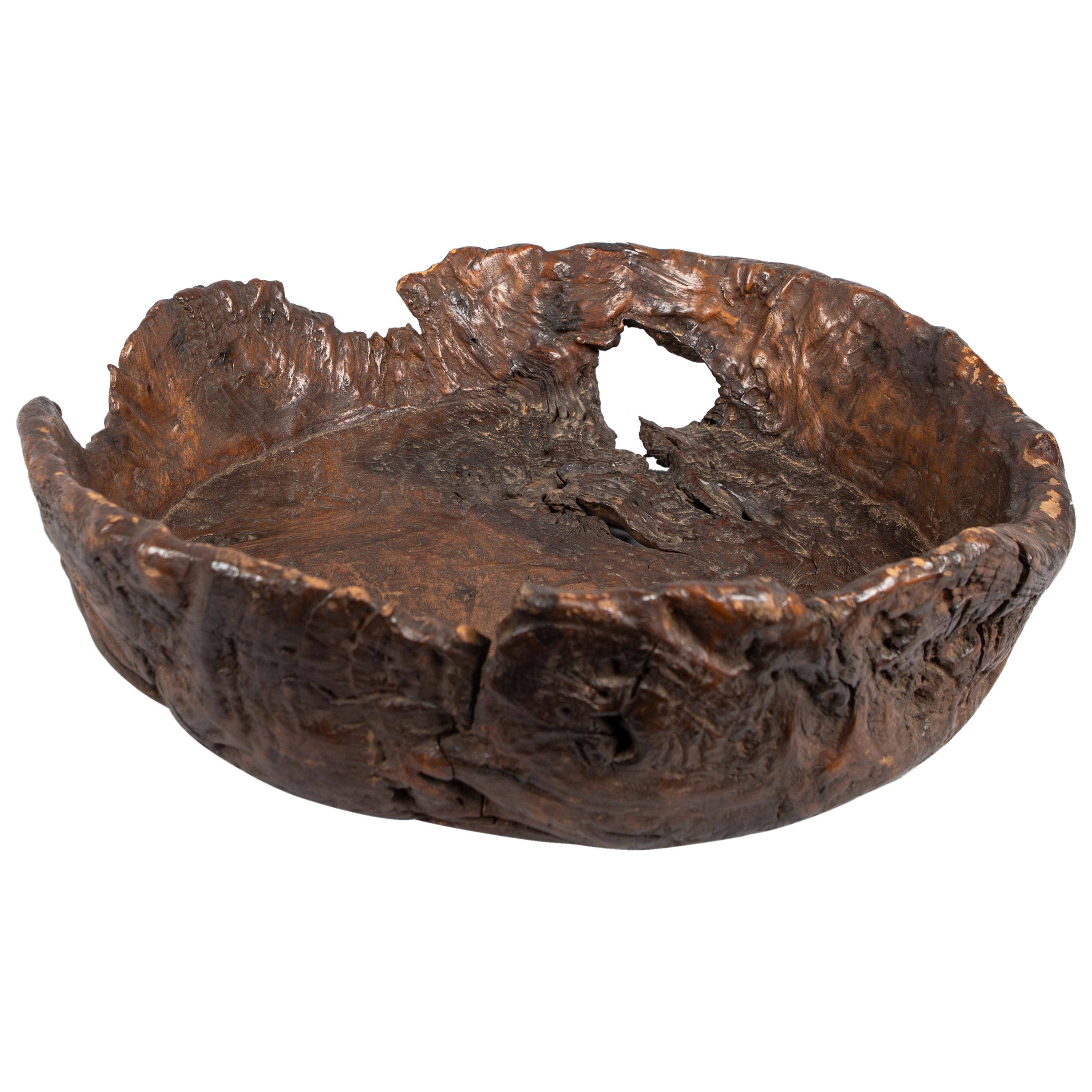 Antique Japanese Rustic Burl Bowl For Sale