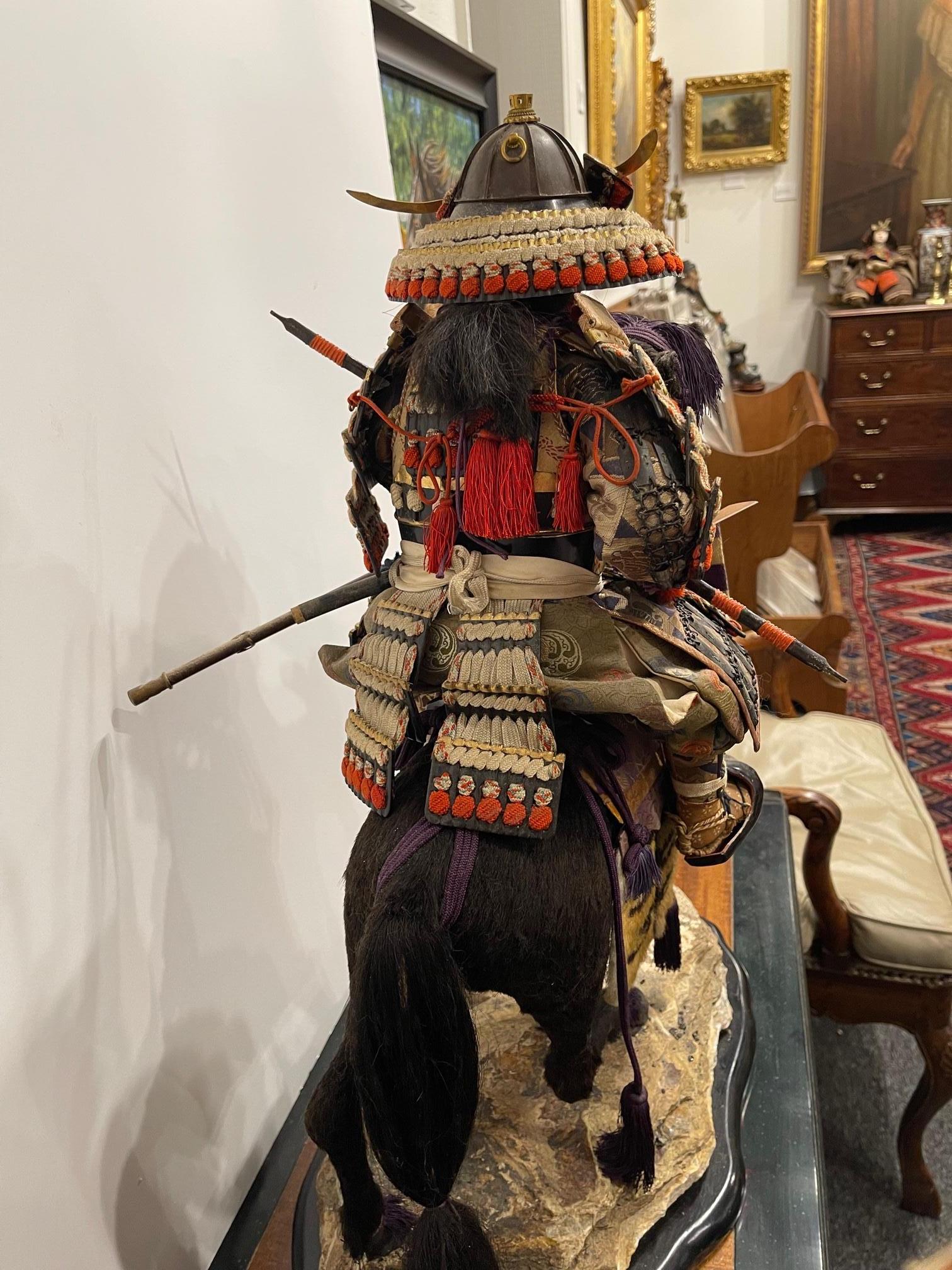 Antique Japanese Samurai Soldier on Horse, Circa 1870-1880 4
