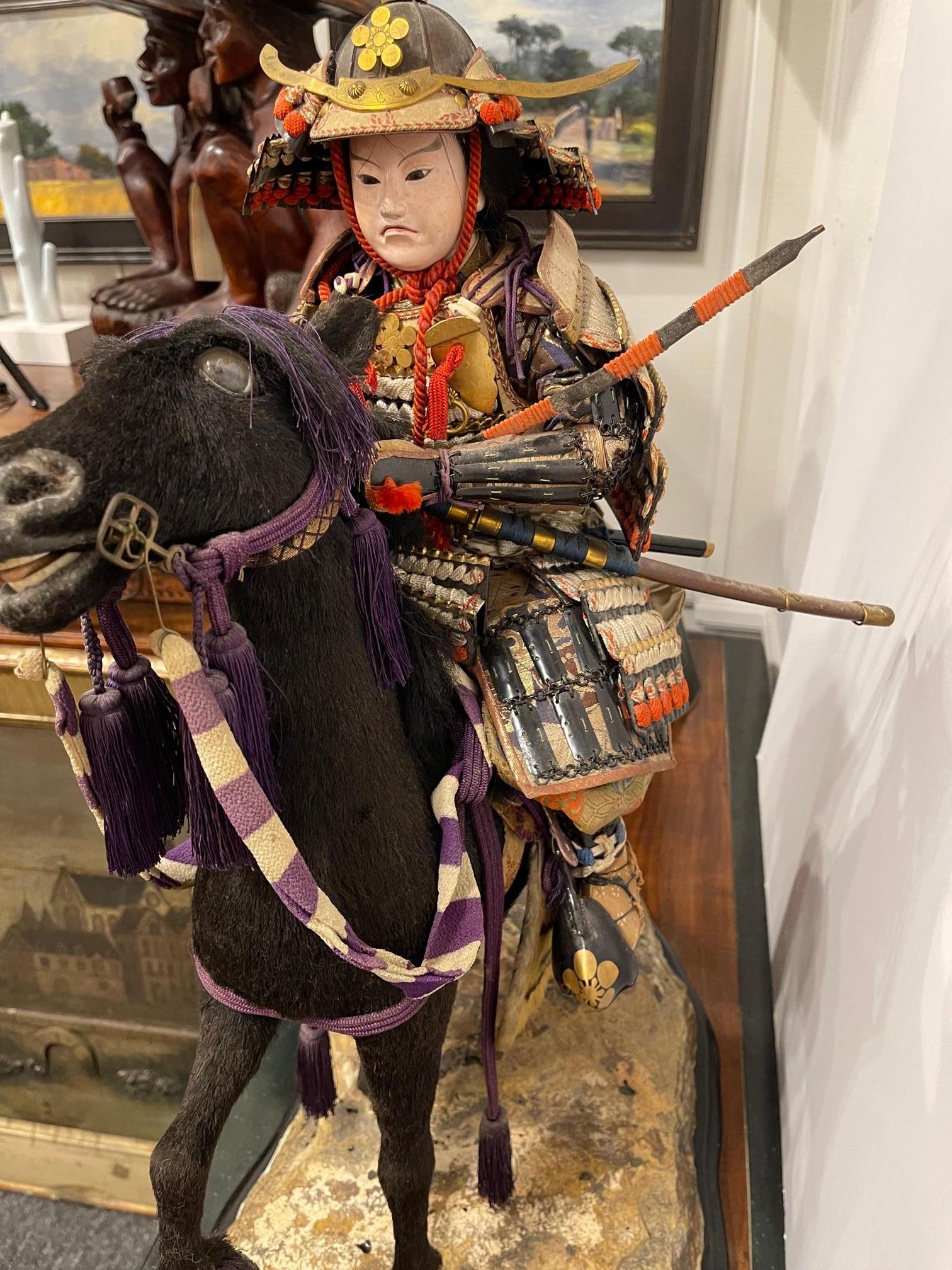 Antique Japanese Samurai Soldier on Horse, Circa 1870-1880 1