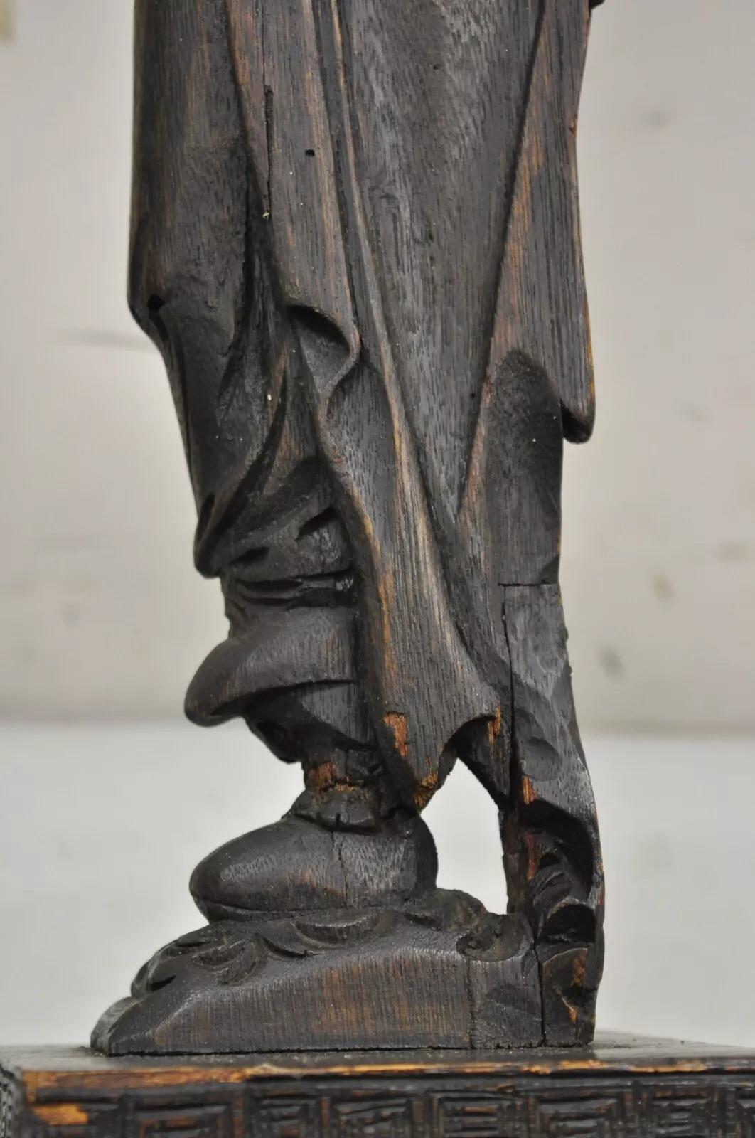 Antike japanische Samurai-Krieger Figural geschnitzt Wood Smoking Stand Beistelltisch im Angebot 2