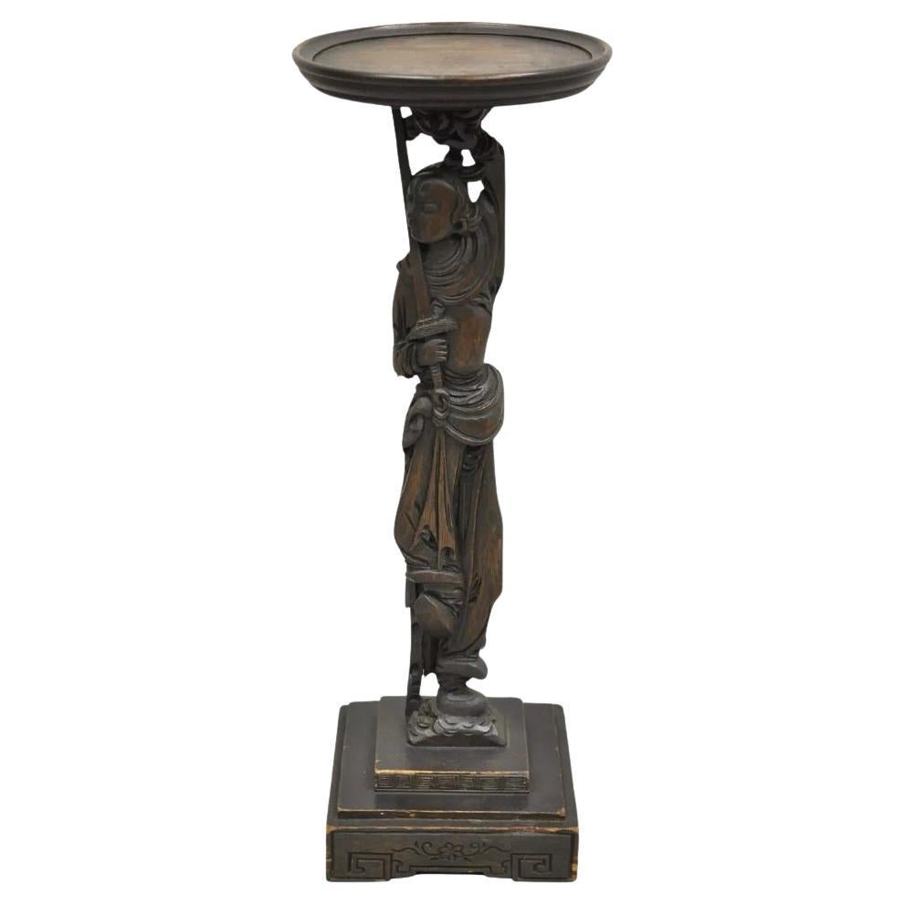 Antike japanische Samurai-Krieger Figural geschnitzt Wood Smoking Stand Beistelltisch im Angebot