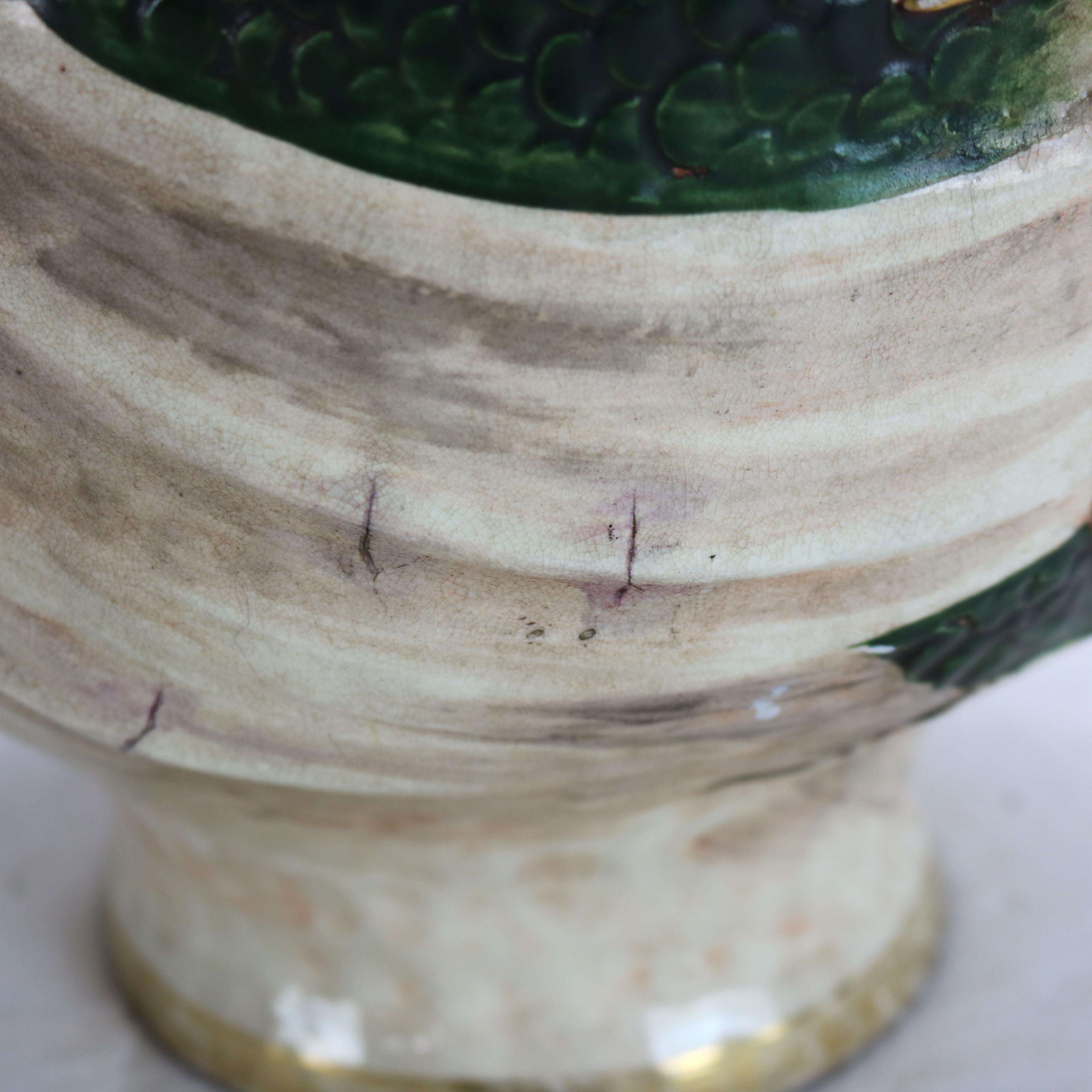 Antique Japanese Satsuma Carved in Relief Parcel Gilt Pottery Dragon Vase C1920 4