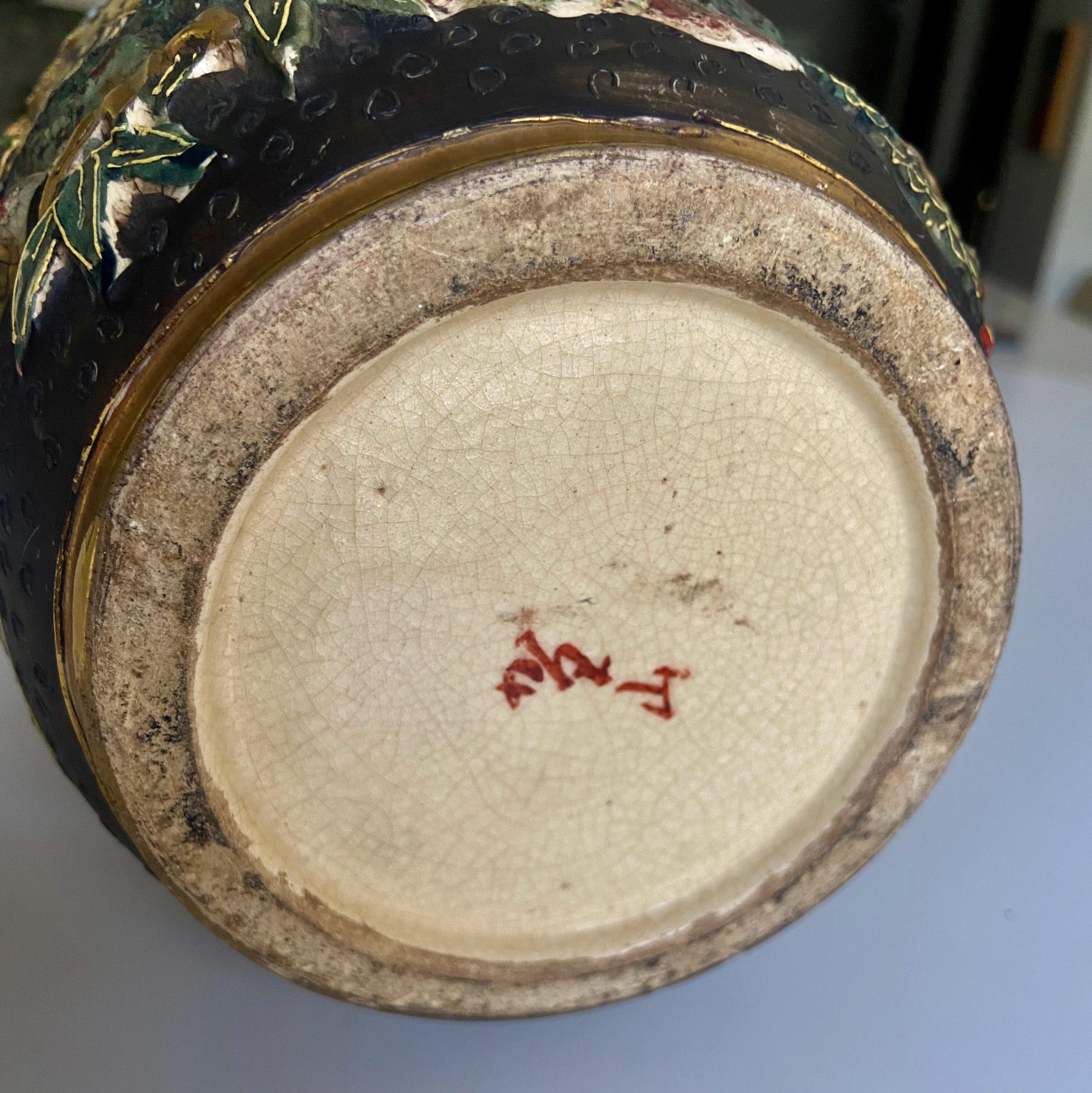 Antique Japanese Satsuma Figural Ceramic Vase  For Sale 13
