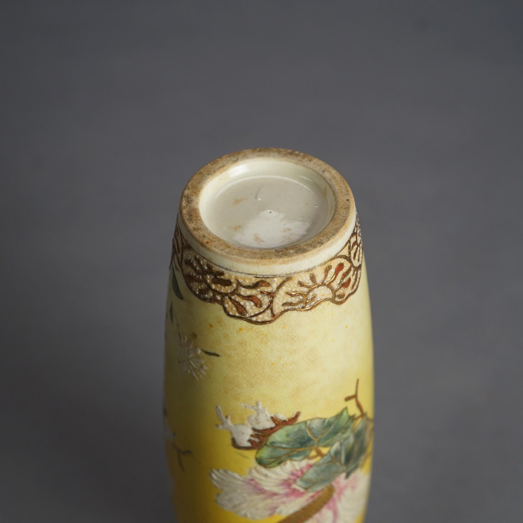 Antique Japanese Satsuma Meiji Floral & Gilt Decorated Porcelain Vase C1910 For Sale 4