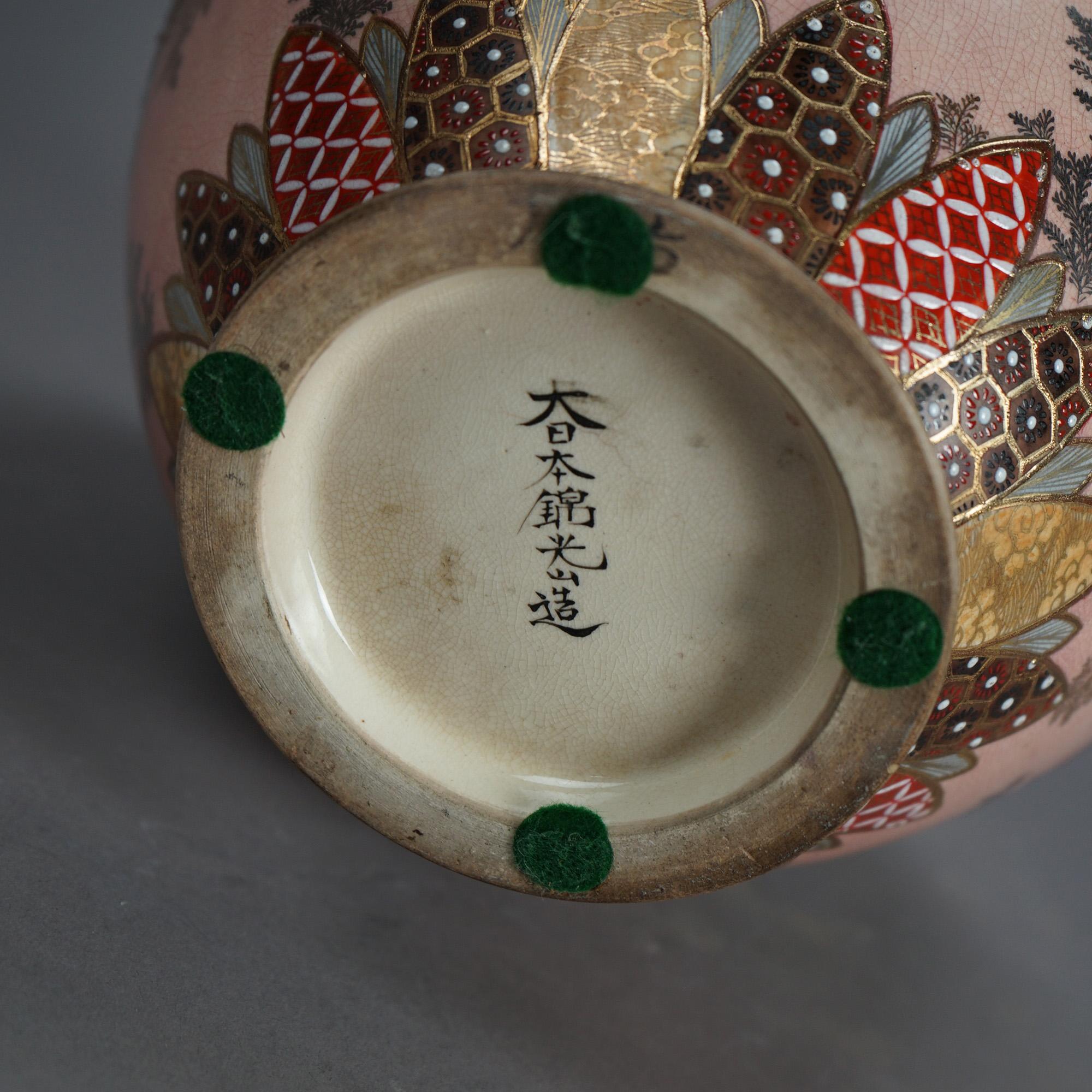 Antique Japanese Satsuma Meiji Pottery Bottle Vase C1910 For Sale 4