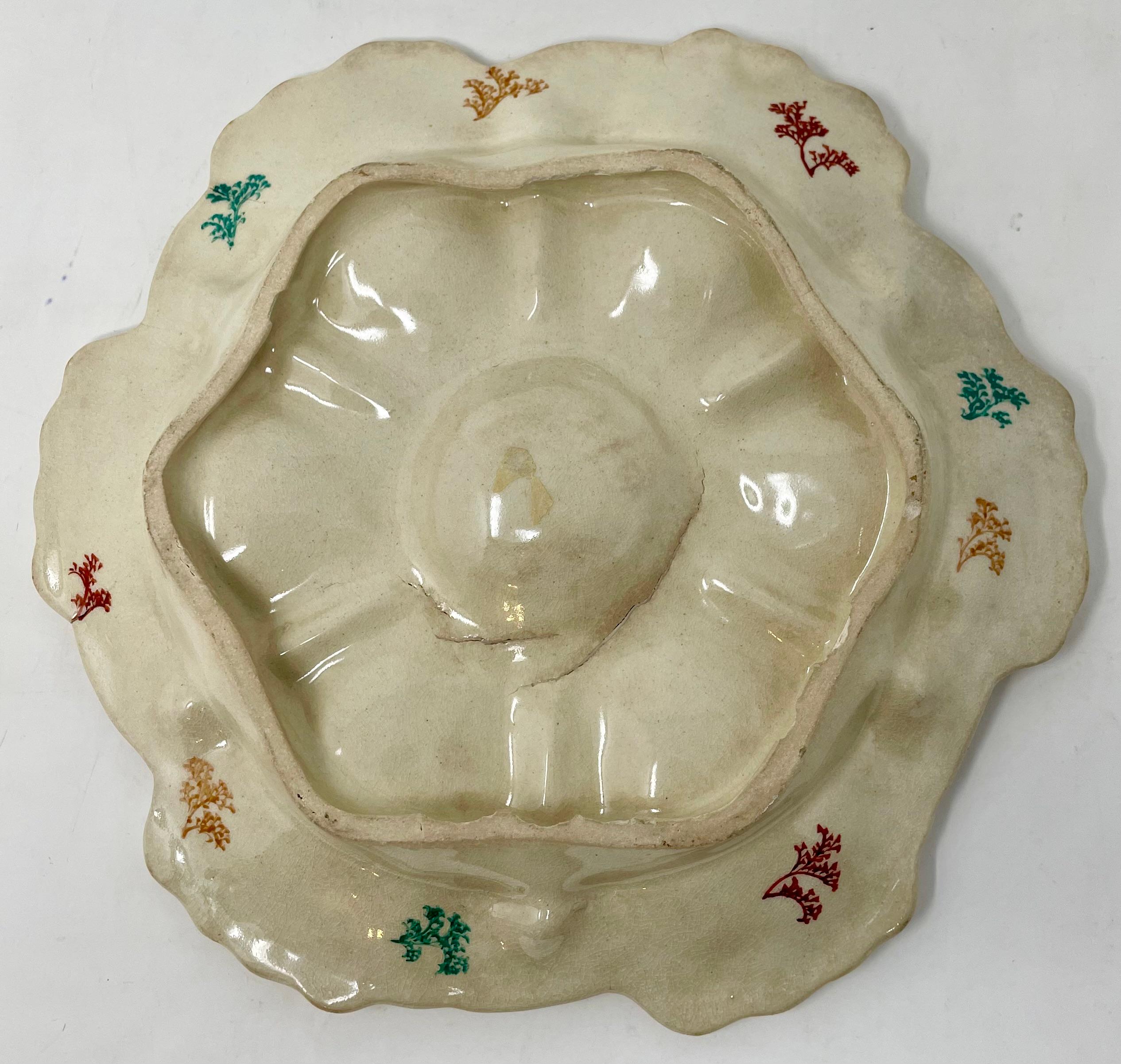 19th Century Antique Japanese Satsuma Porcelain Pastel & Ivory Painted Oyster Plate, Ca. 1890