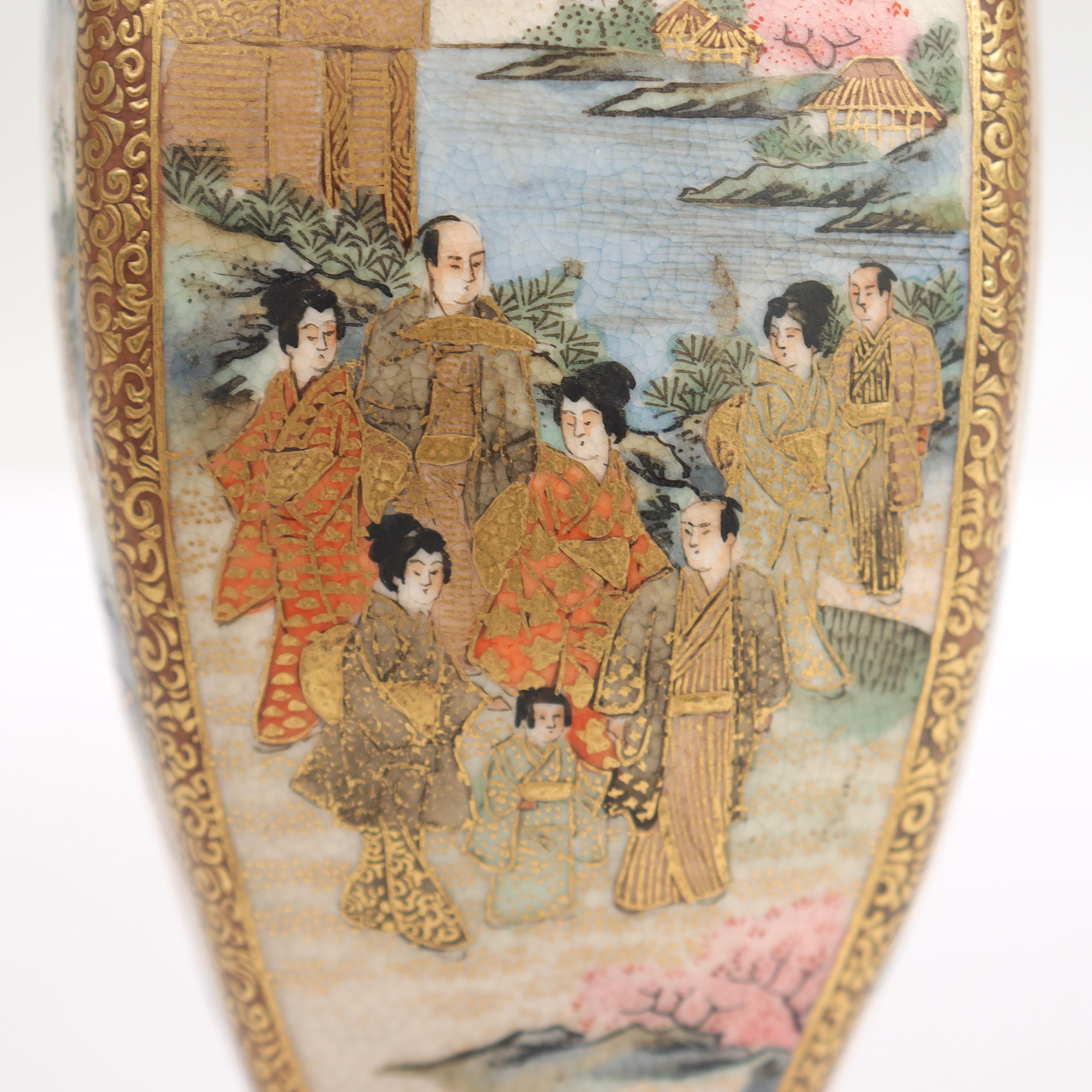 Antique Japanese Satsuma Pottery Miniature Cabinet Vase In Good Condition In Philadelphia, PA