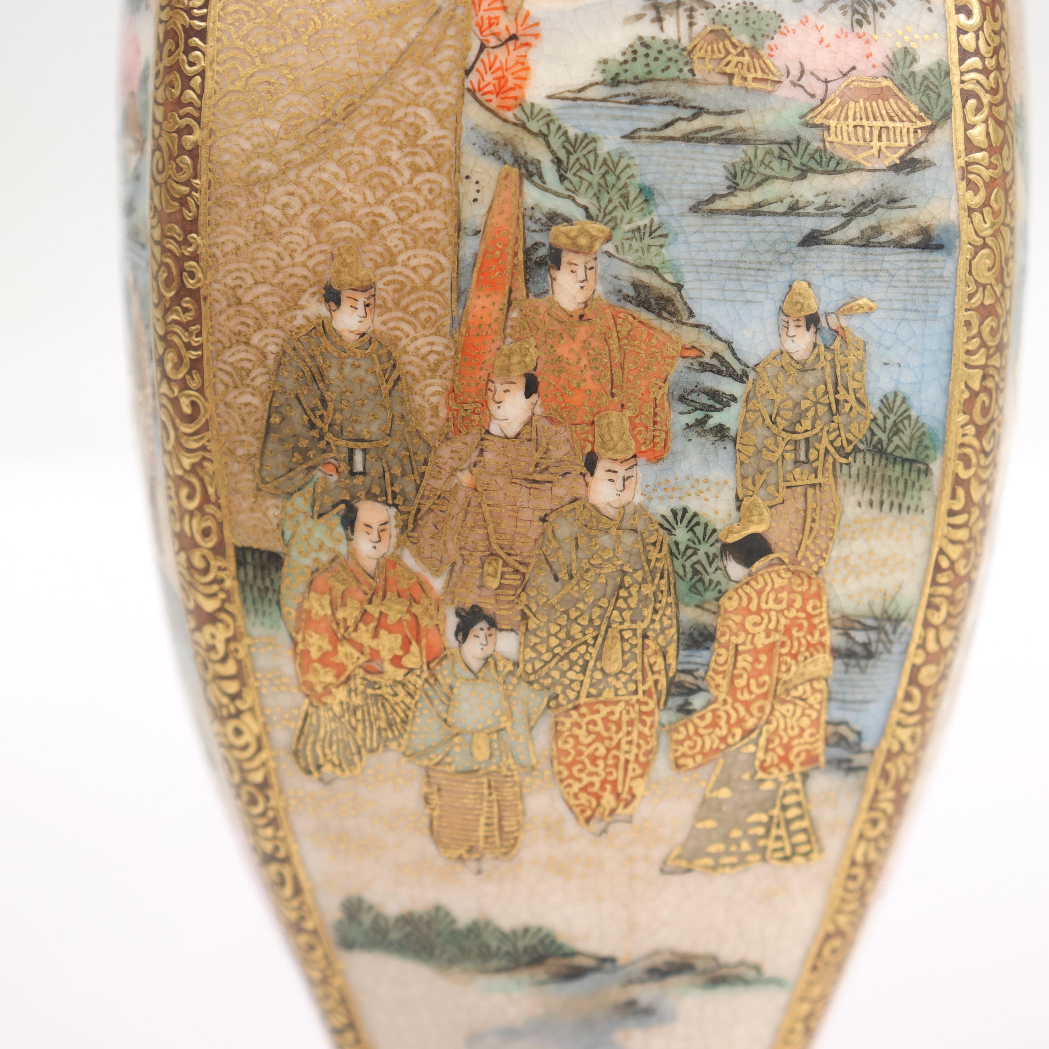 Antike japanische Satsuma Keramik Miniatur Kabinett Vase (Töpferwaren)