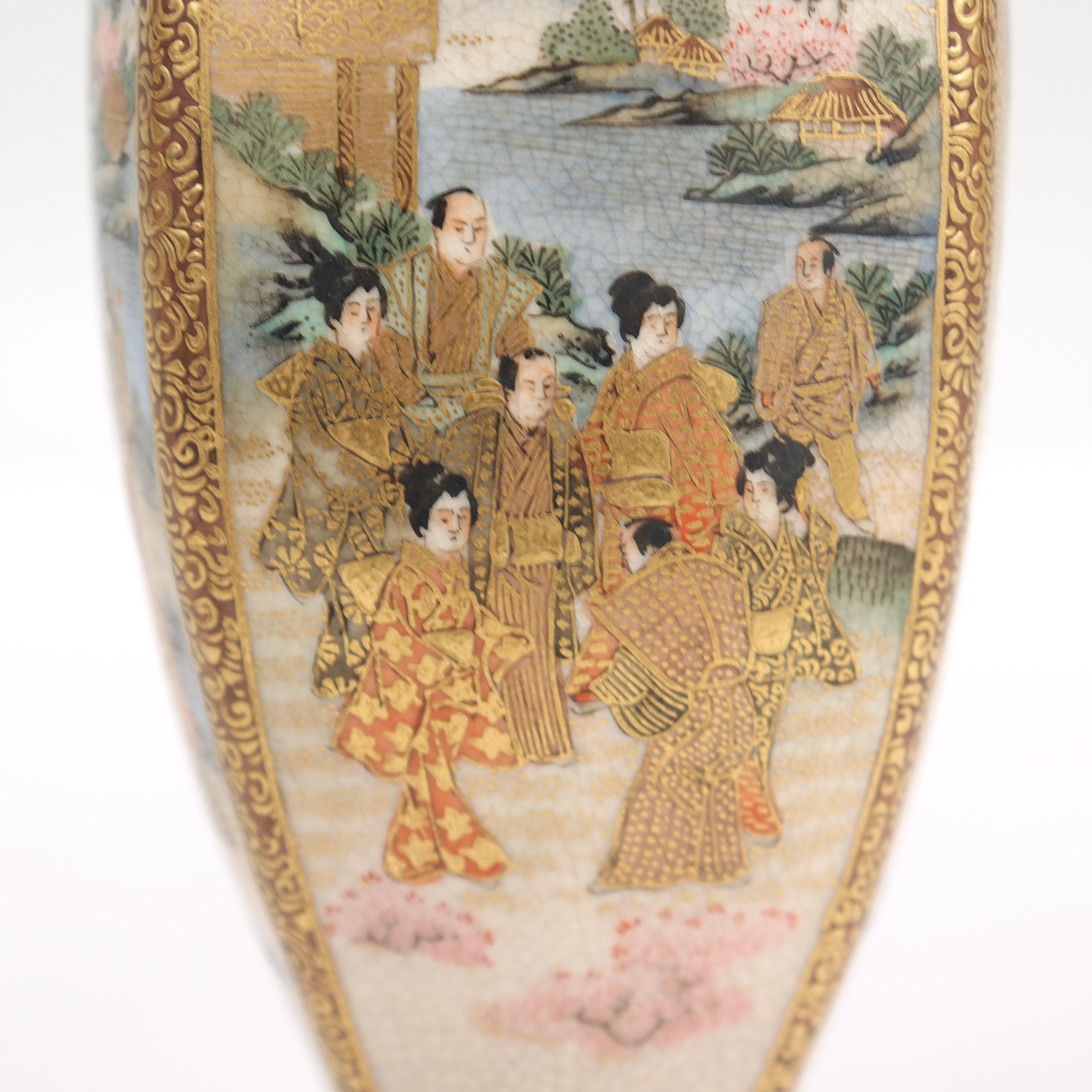 Vase de cabinet miniature ancien en poterie japonaise Satsuma 2