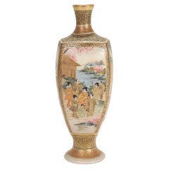 Antique Japanese Satsuma Pottery Miniature Cabinet Vase