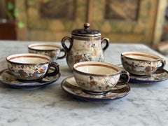 Antique Japanese Satsuma Tea Set, Taishō Period – Hand-Painted Kyō-Satsuma