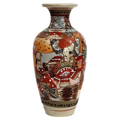 Antico vaso giapponese Satsuma - Capolavoro dell'epoca Meiji dipinto a mano