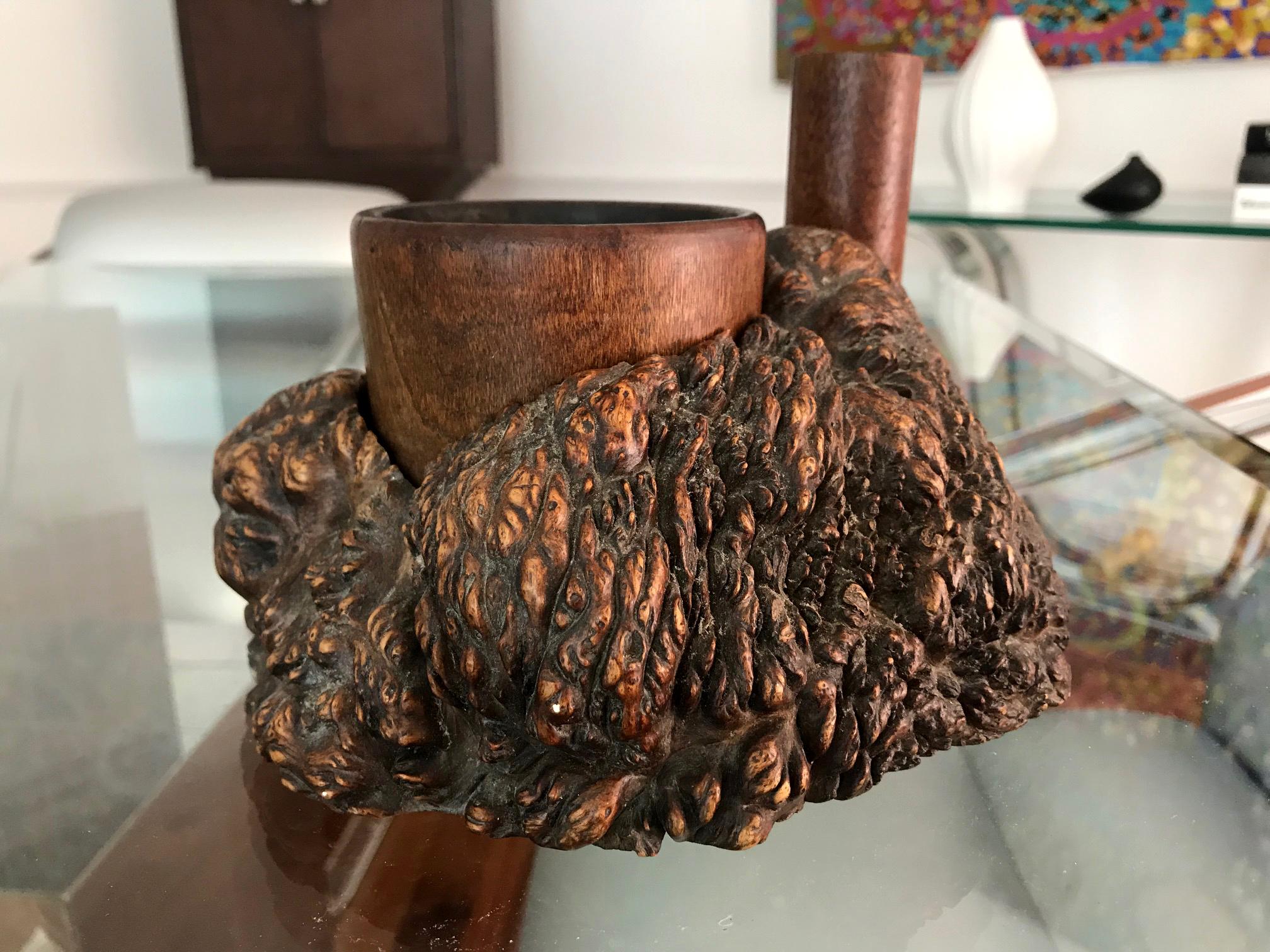 19th Century Antique Japanese Burl Wood Tabaco Bon