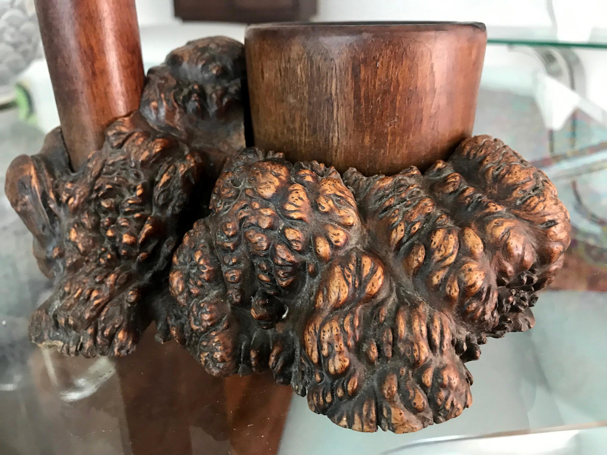 Teak Antique Japanese Burl Wood Tabaco Bon