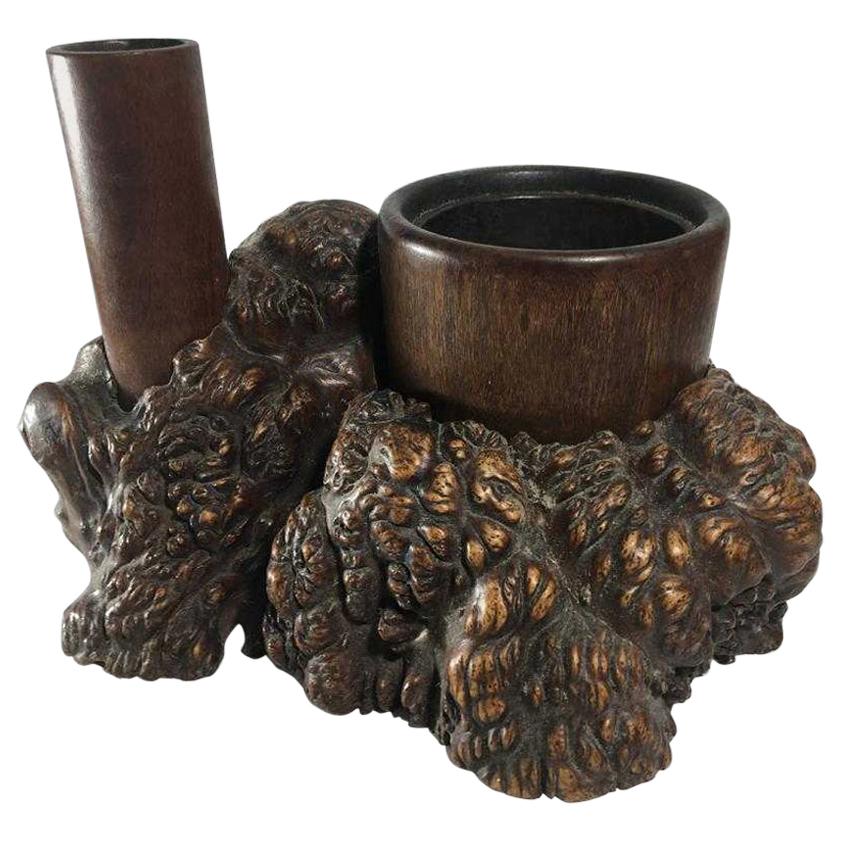 Antique Japanese Burl Wood Tabaco Bon