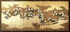 Paravent japonais ancien à six panneaux.