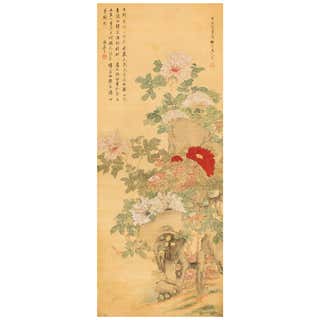 18th Century Japanese Scroll of Poppies For Sale at 1stDibs