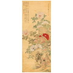 Antique Japanese Scroll of Peonies
