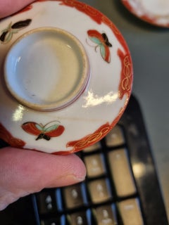 Antiguo Juego Japonés de 10 Tazas de Té Café Porcelana Cáscara de Huevo