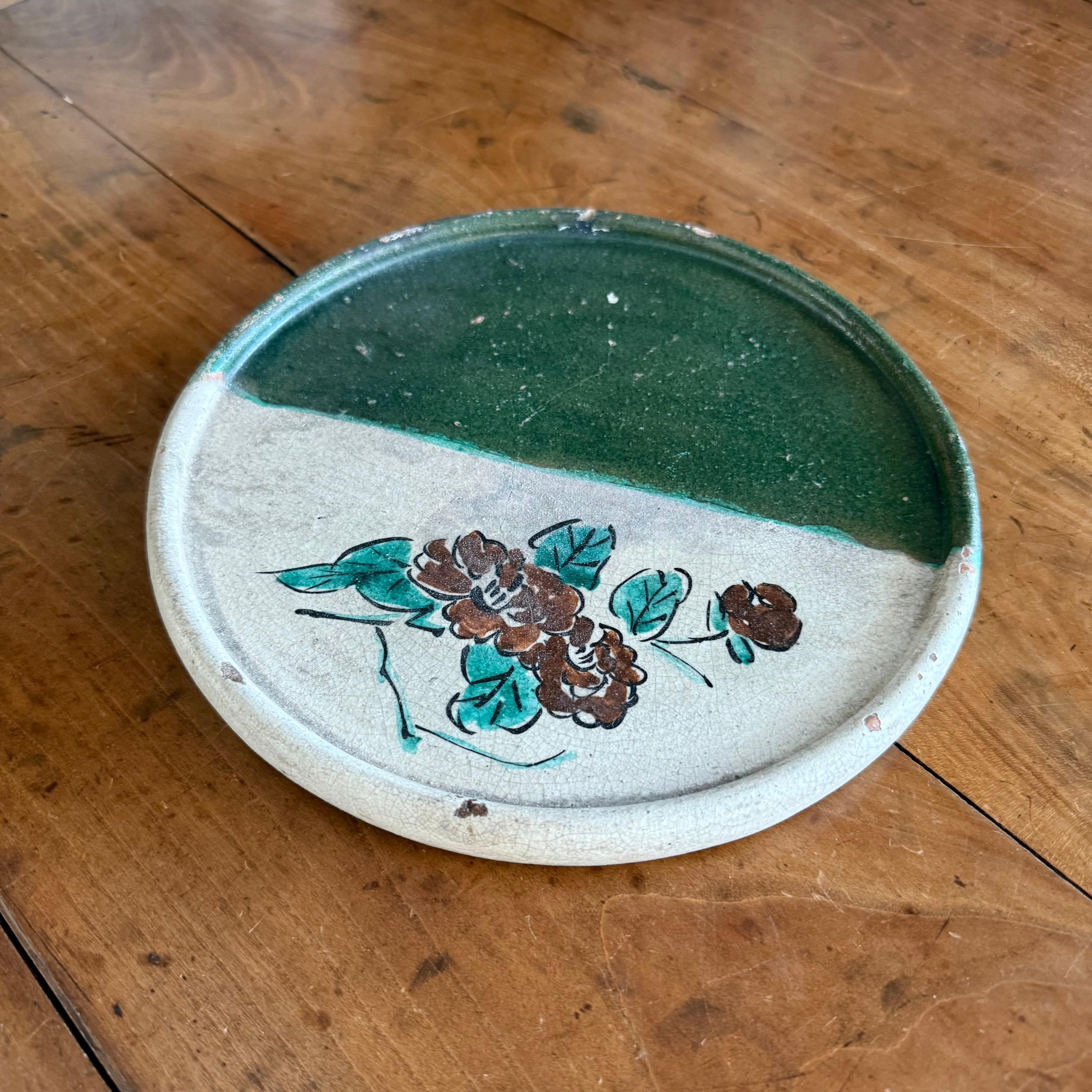 Glazed Antique Japanese Seto Abura-Zara (oil plate) For Sale