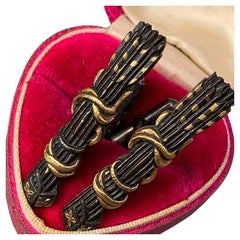 Antique Japanese Shakudo Cufflinks with Wheat Husk Design