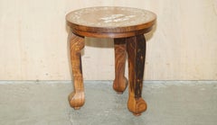 ANTiQUE JAPANESE SHIBAYAMA INLAID ELEPHANT HARDWOOD SIDE END LAMP WINE TABLe