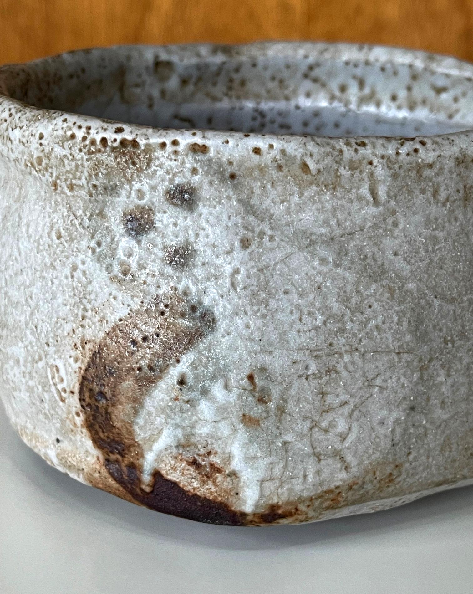 Ceramic Antique Japanese Shino Ware Chawan Tea Bowl For Sale