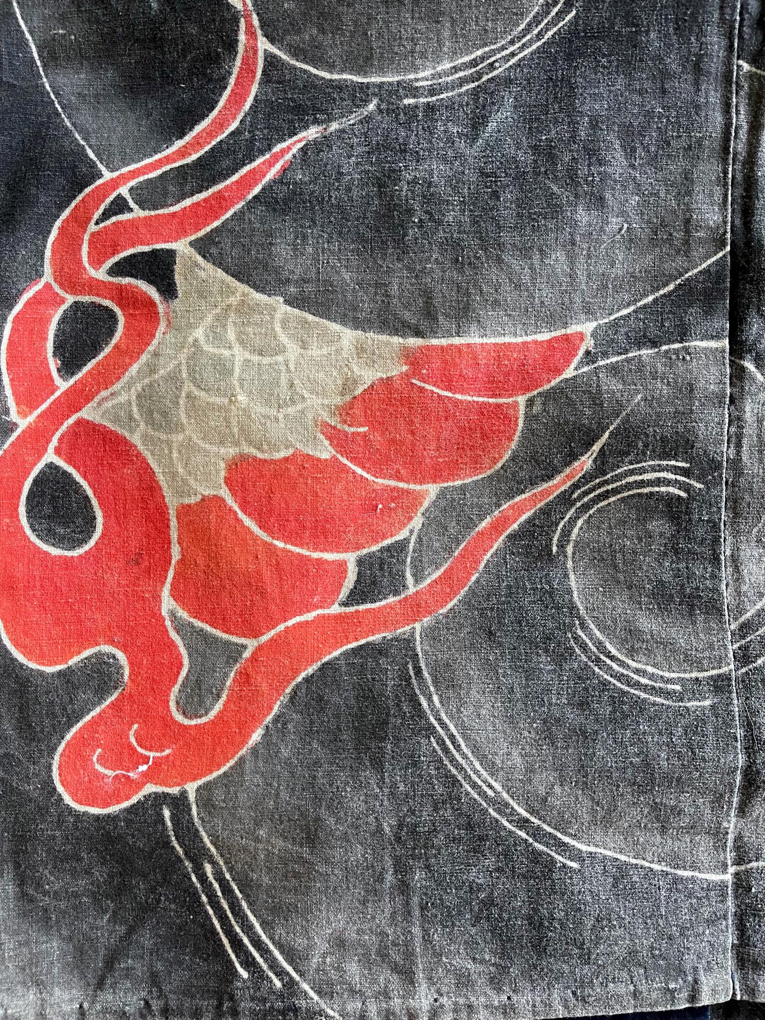 Textile Antique Japanese Shirushi-Banten Fireman Jacket Edo Period For Sale