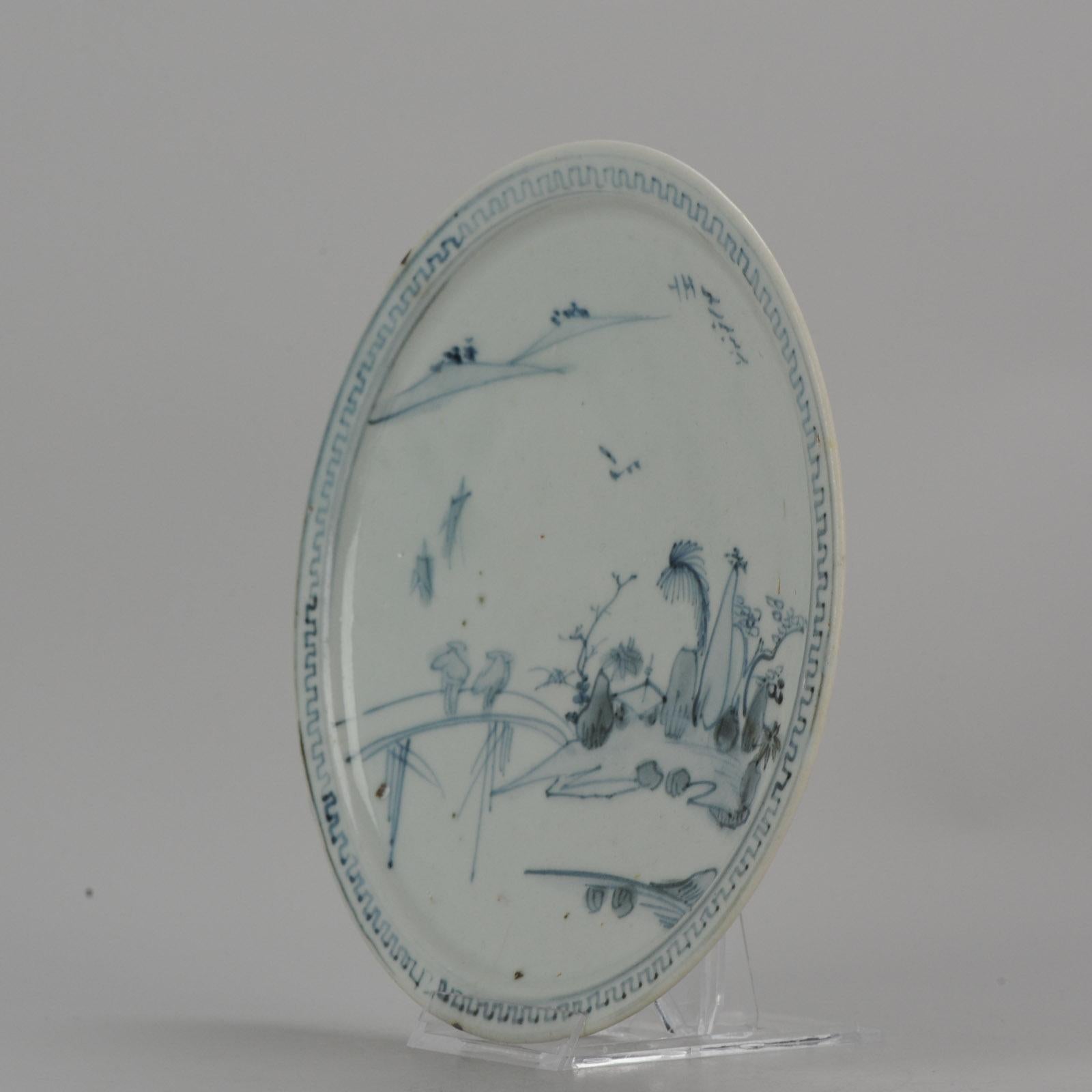 A rare porcelain dish, Arita Kilns. Superb decoration. Very early.

 

Similar plates are pictured in the Shibata Collection item 38 - 50

 

 

 
Condition
Overall condition; Fritting, wo silver repairs and 3 hairlines. 211mm x