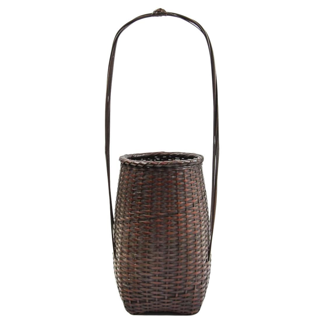 Antique Japanese Showa Period Bamboo Ikebana Basket