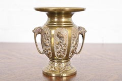 Antique Japanese Showa Usubata Bronze Vase