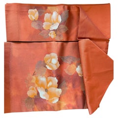 Retro Japanese Silk Kimono Belt 1970s Nagoyaobi Orange
