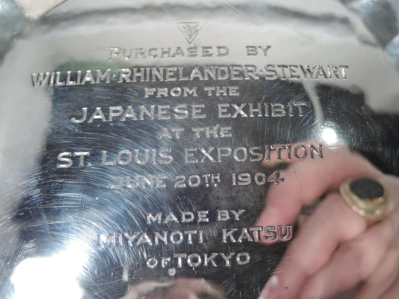 Antique Japanese Silver and Enamel Centerpiece Bowl wtih World's Fair Provenance 5