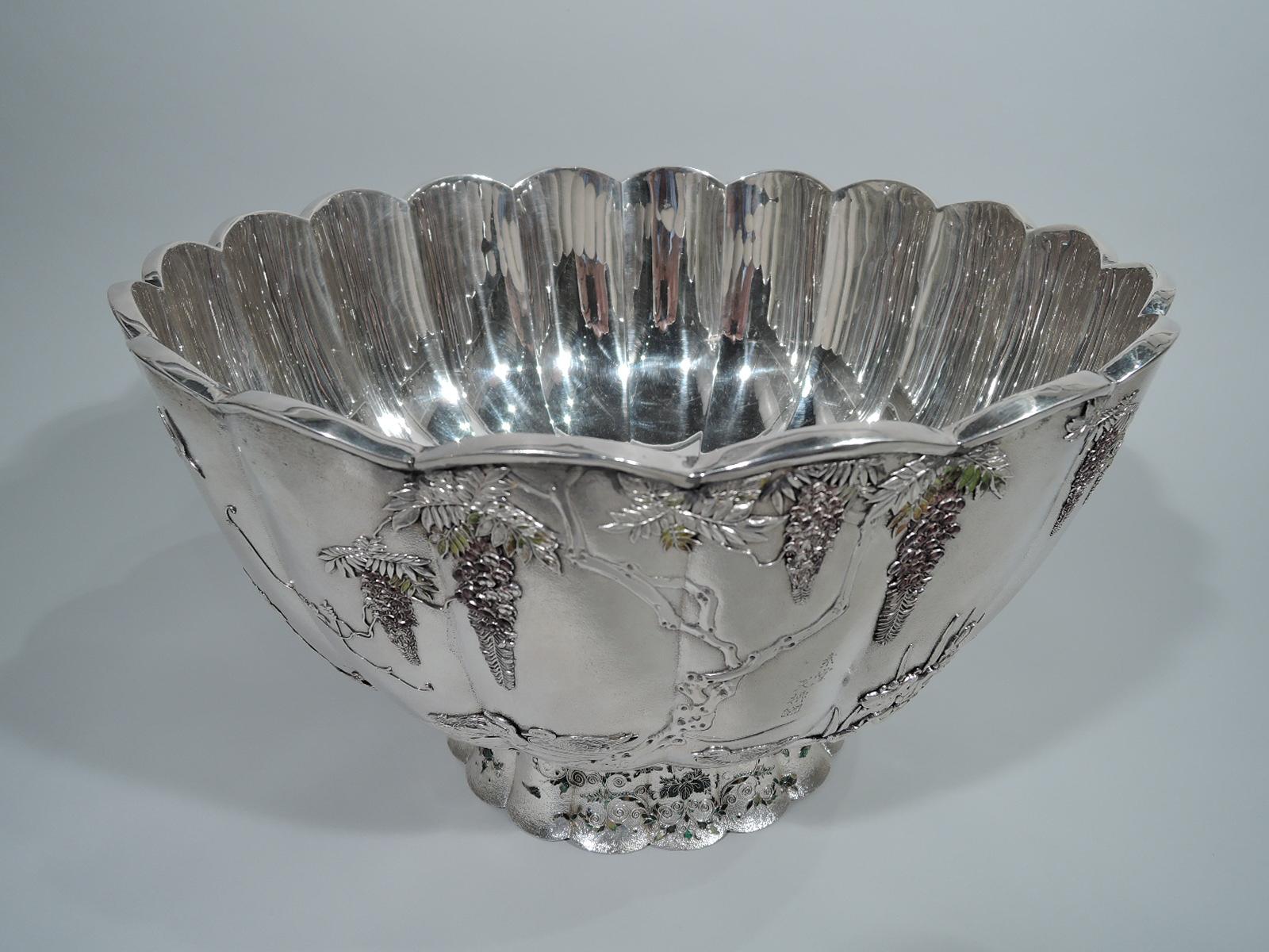 Early 20th Century Antique Japanese Silver and Enamel Centerpiece Bowl wtih World's Fair Provenance