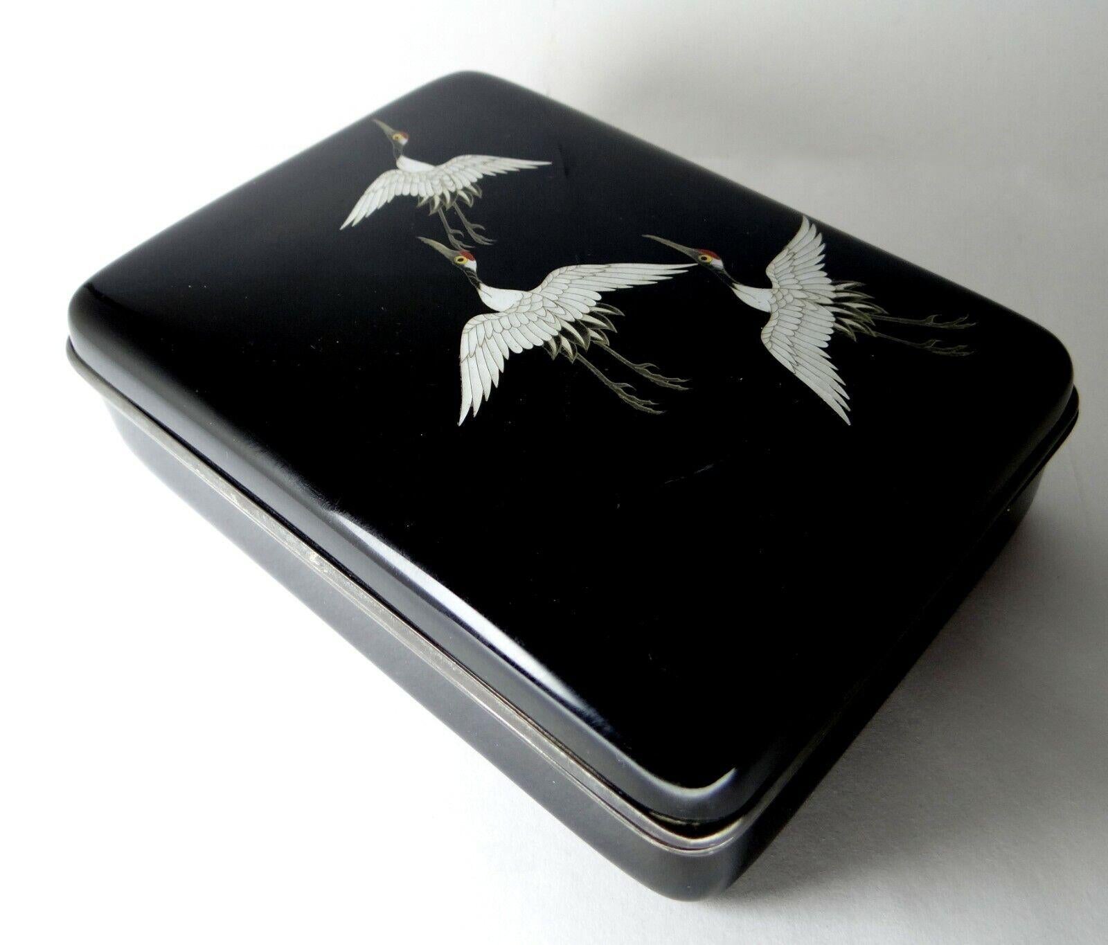 Gorgeous Japanese Silver Enamel Cloisonné Box. 
Weight: 504 grams
Size: 5.5 x 4 x 1.5 inches