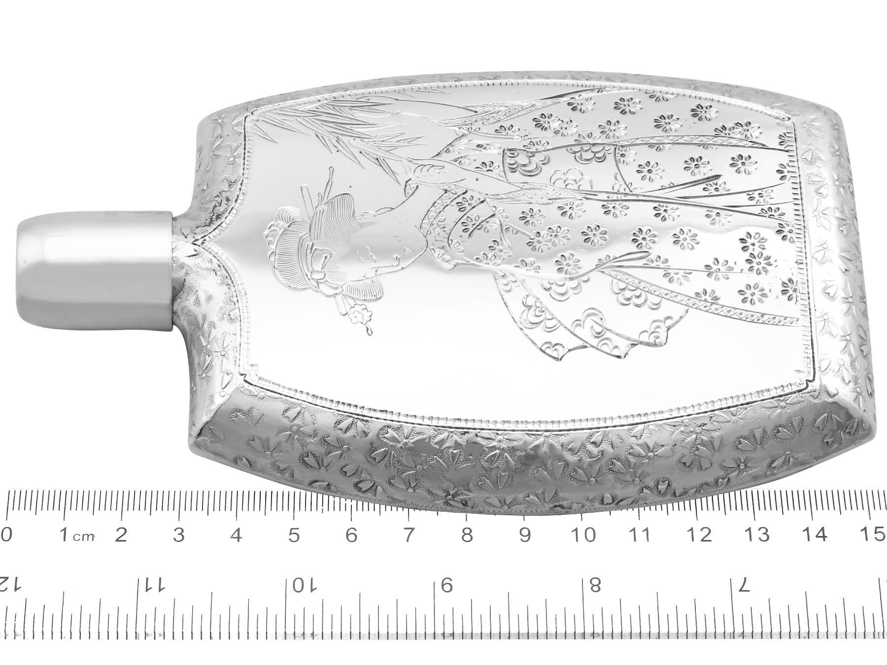 Antiker japanischer Silber-Hip-Flask aus Silber, um 1900 im Angebot 8