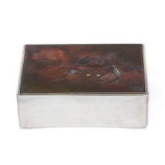 Antique Japanese Silver Incense Box Signed, 19th-20th Century