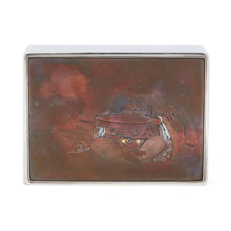 Antique Japanese Silver Incense Box Signed, 19th20th Century For Sale