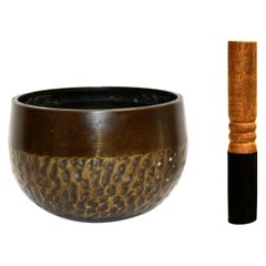 Used Japanese Singing Bowl Brown Tiger Stripe