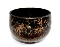 Antique Japanese Singing Bowl with Rose Gold Patina