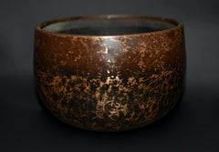 Antique Japanese Singing Bowl with Rose Gold Patina