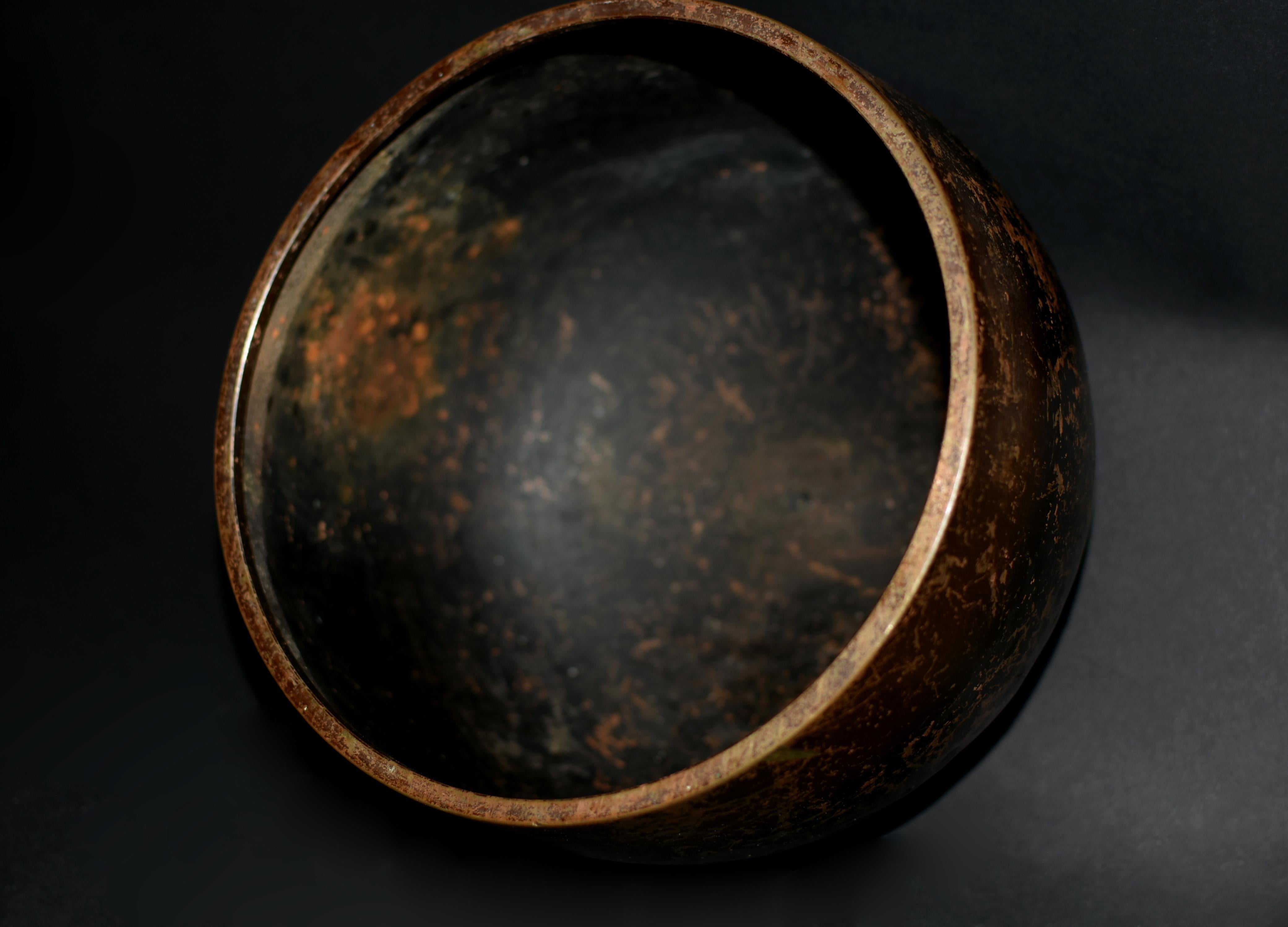 19th Century Antique Japanese Singing Bowl with Rose Gold Patina