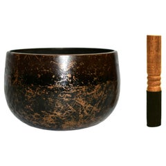 Antique Japanese Singing Bowl with Rose Gold Patina