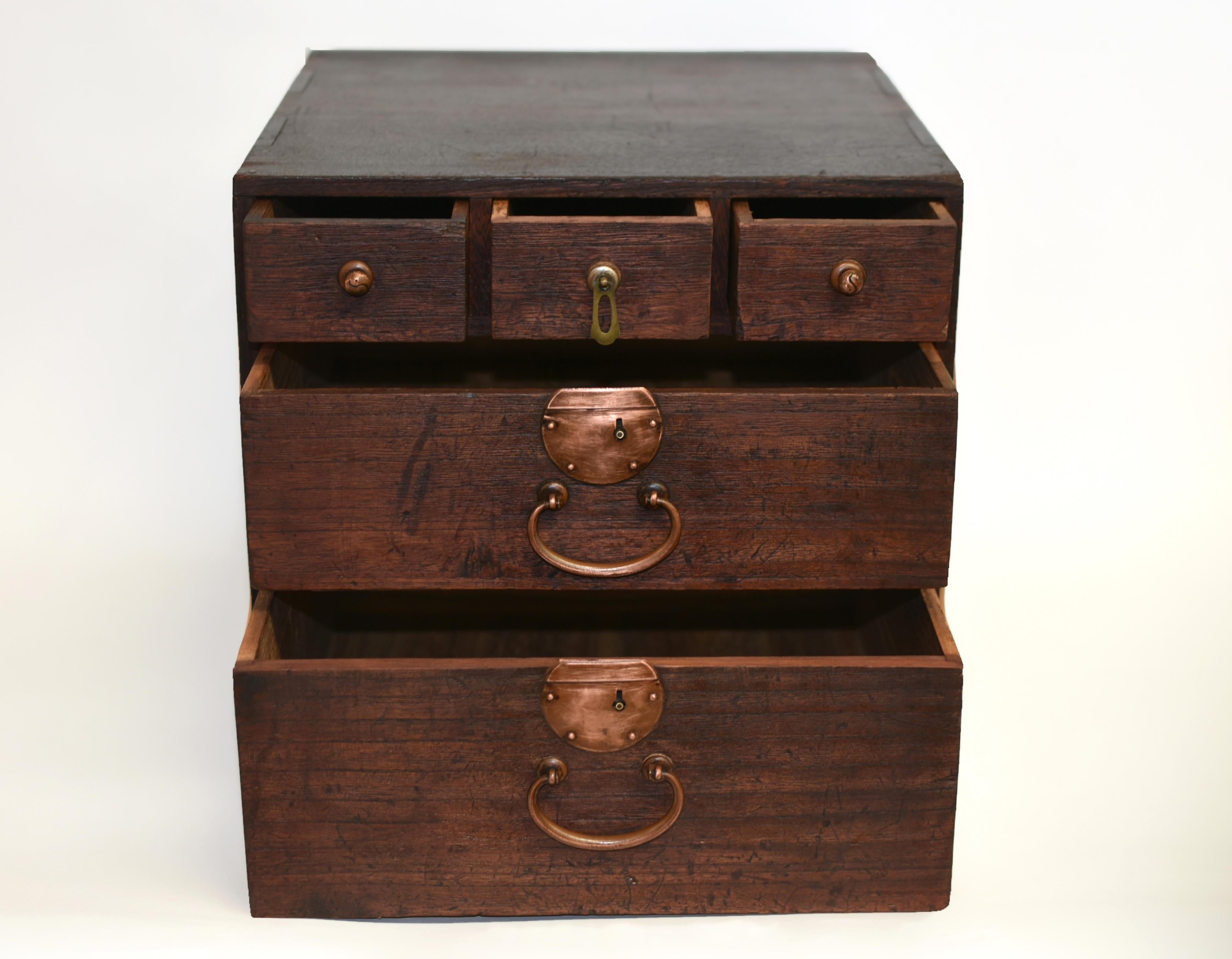 19th Century Antique Japanese Small Tansu Drawers Meiji 13