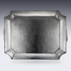 Antique Japanese Solid Silver Dragon Tea Tray, Y Konoike, Yokohama, circa 1900