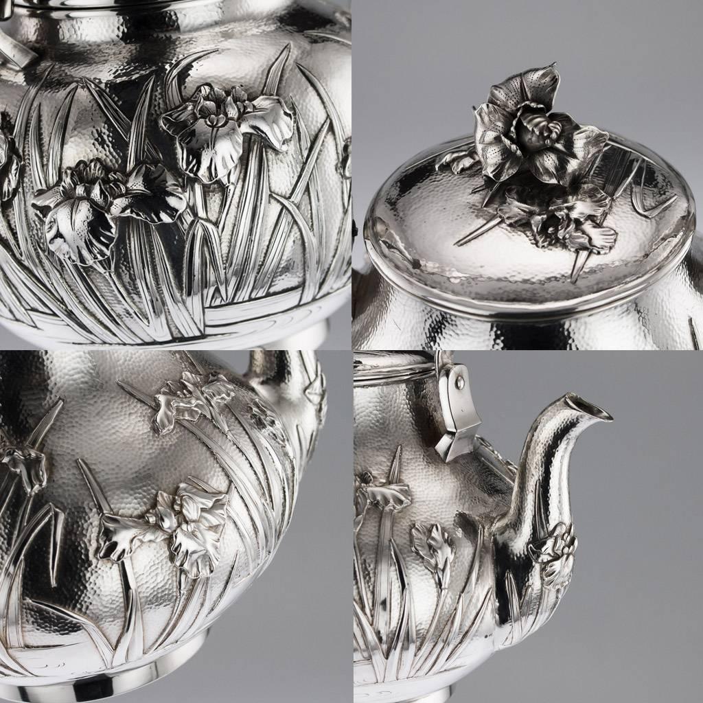 Antique Japanese Solid Silver Tea and Coffee Service on Tray, circa 1900 5
