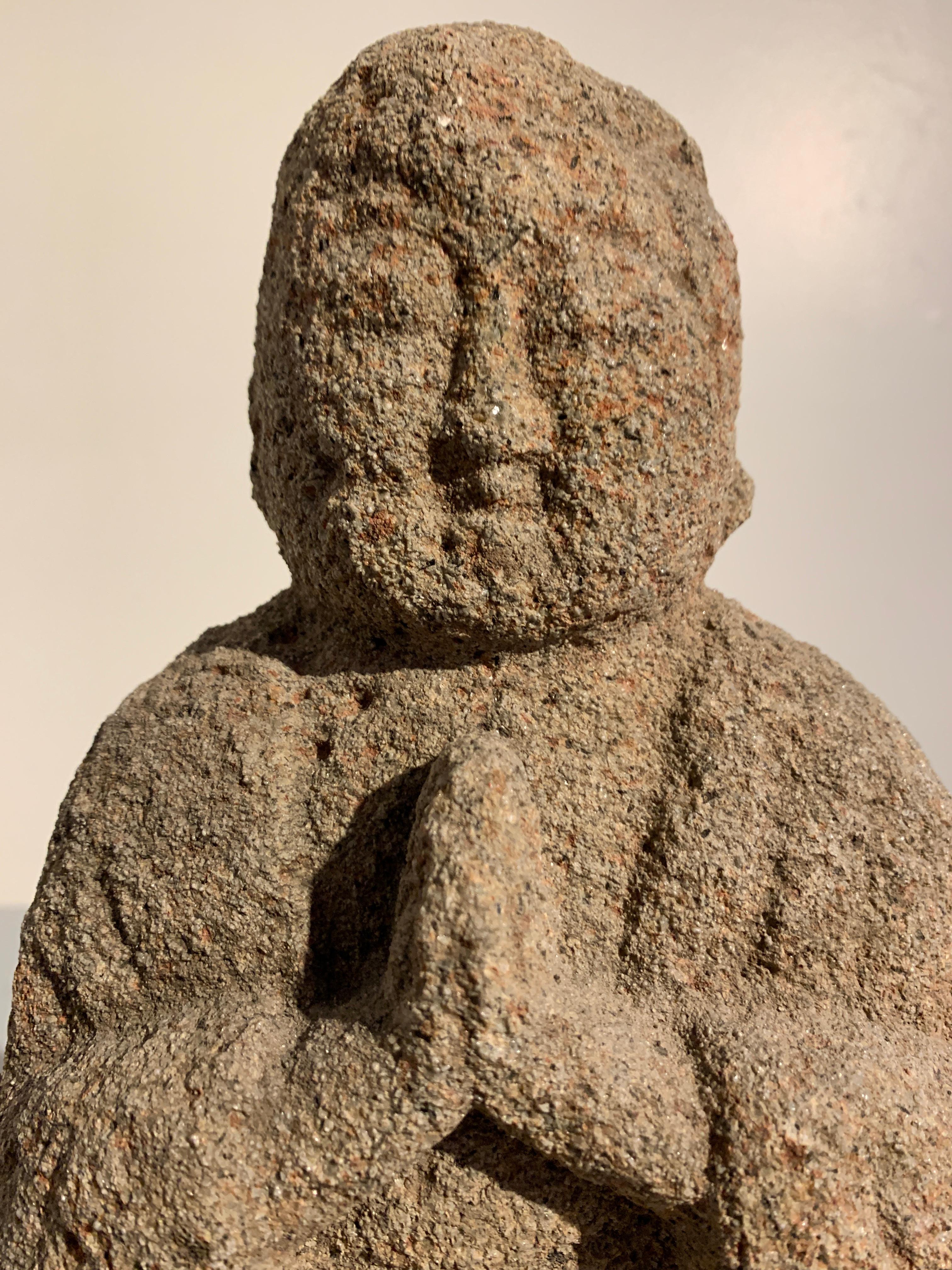 Antique Japanese Stone Jizo, Meiji Period, circa 1880, Japan 1